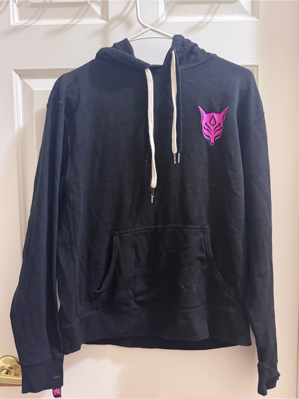 PINK Victoria's Secret Black Crewneck Hoodie with Pink Fox Emblem